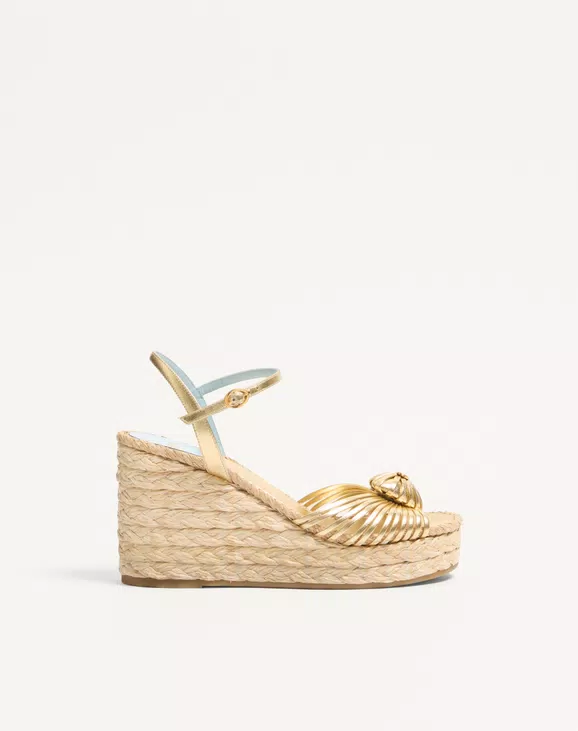 Valentino Royal Wedge Sandal In Metallic Nappa Leather 100Mm - Image 1